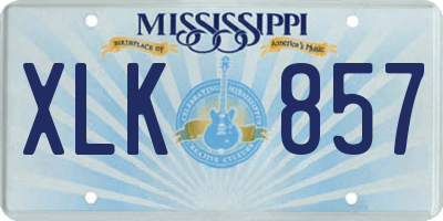 MS license plate XLK857