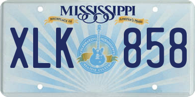 MS license plate XLK858