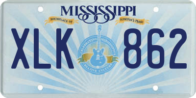 MS license plate XLK862