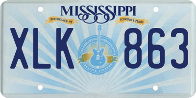 MS license plate XLK863