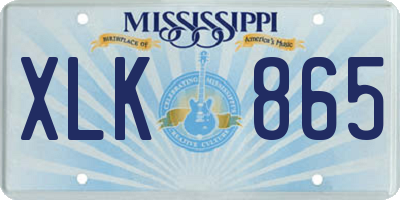 MS license plate XLK865