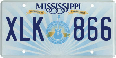 MS license plate XLK866