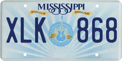 MS license plate XLK868