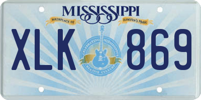 MS license plate XLK869