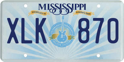 MS license plate XLK870