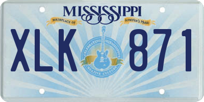 MS license plate XLK871