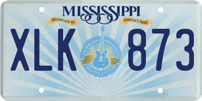 MS license plate XLK873