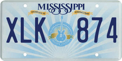 MS license plate XLK874