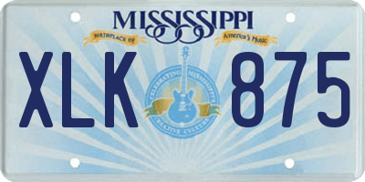 MS license plate XLK875