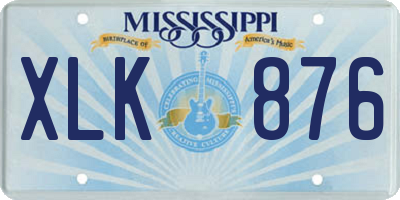 MS license plate XLK876
