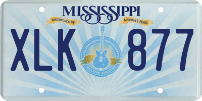 MS license plate XLK877