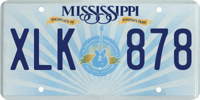 MS license plate XLK878