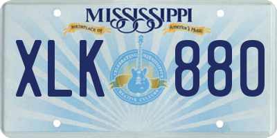 MS license plate XLK880