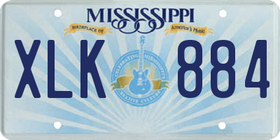 MS license plate XLK884