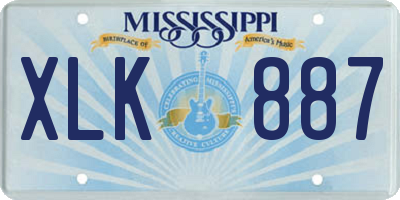 MS license plate XLK887