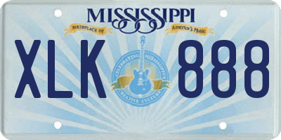 MS license plate XLK888