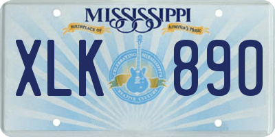 MS license plate XLK890
