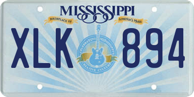 MS license plate XLK894