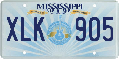 MS license plate XLK905