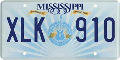 MS license plate XLK910