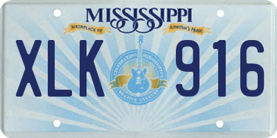 MS license plate XLK916