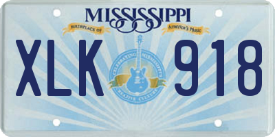 MS license plate XLK918