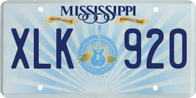 MS license plate XLK920