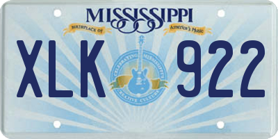 MS license plate XLK922
