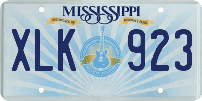 MS license plate XLK923