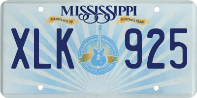 MS license plate XLK925