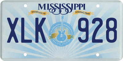 MS license plate XLK928