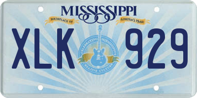 MS license plate XLK929