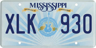 MS license plate XLK930