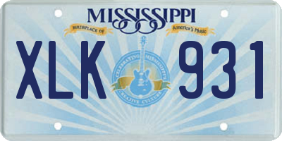 MS license plate XLK931