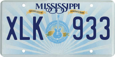 MS license plate XLK933
