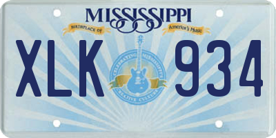 MS license plate XLK934