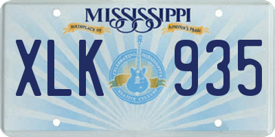 MS license plate XLK935