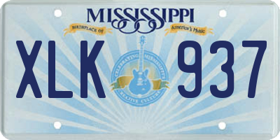 MS license plate XLK937