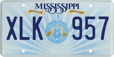 MS license plate XLK957