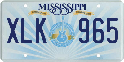 MS license plate XLK965