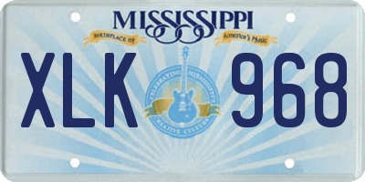 MS license plate XLK968