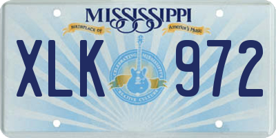 MS license plate XLK972
