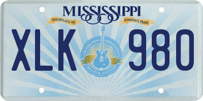 MS license plate XLK980