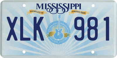 MS license plate XLK981