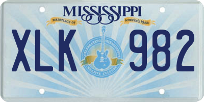 MS license plate XLK982