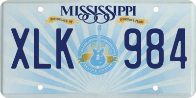 MS license plate XLK984
