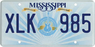 MS license plate XLK985