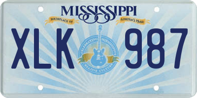 MS license plate XLK987