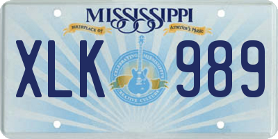 MS license plate XLK989