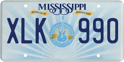 MS license plate XLK990
